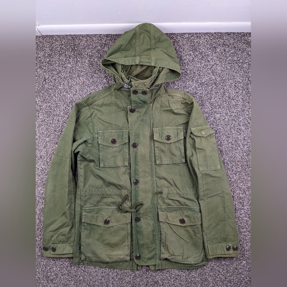J Crew Jacket Field Mechanic Military Full Zip Green Mens Small B1552